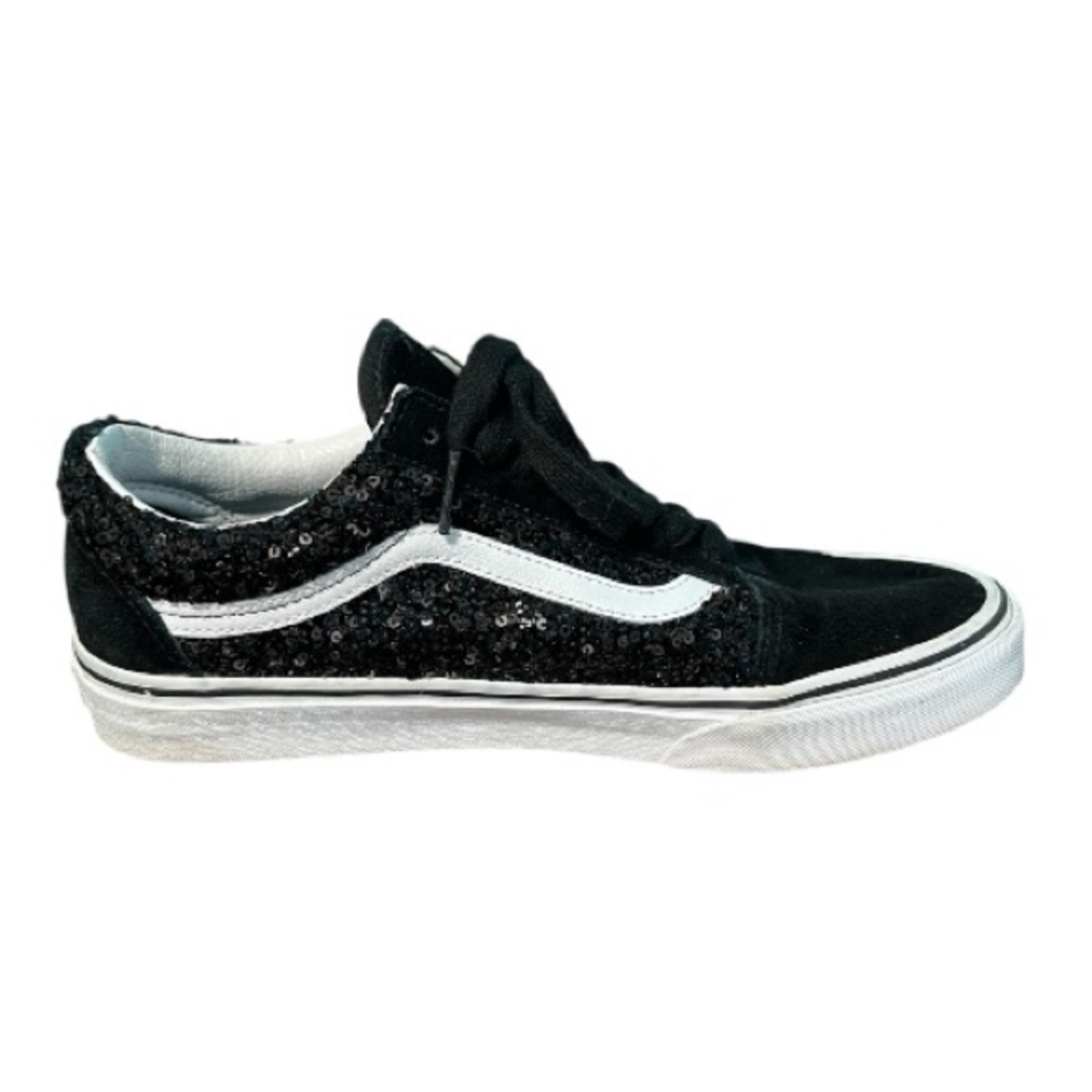 Vans Old Skool Sequins Black and White Tennis Shoes Size 10 - Picture 11 of 16